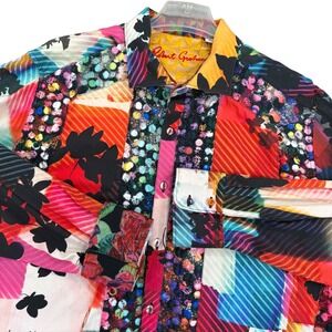 Robert Graham Limited Edition Mojave Mirage Shirt #17/687 Abstract Flip Cuff XL